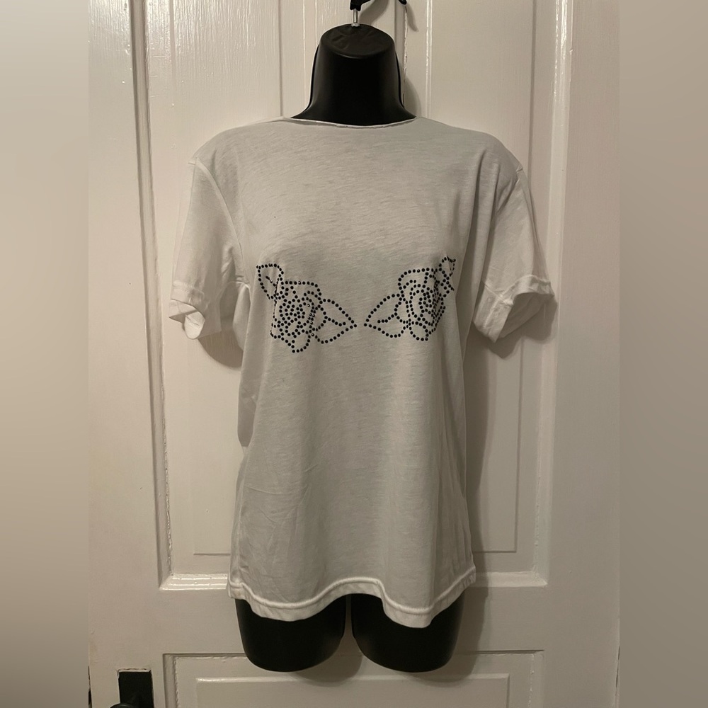 2 for $6 NWOT White Short Sleeve Beaded Tee